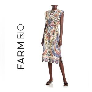 Farm Rio Off-White Boho Glam Midi Dress